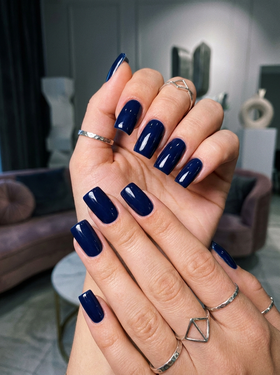 Navy Square Nails